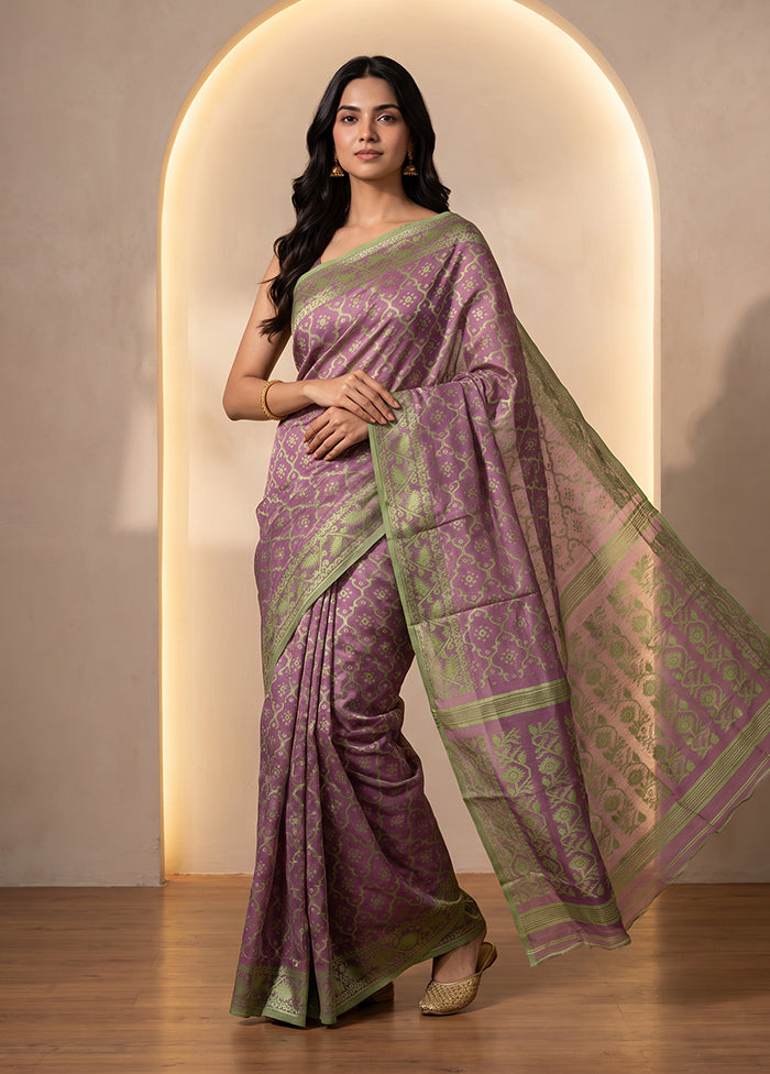 Purple Jamdani Cotton Saree Without Blouse Piece