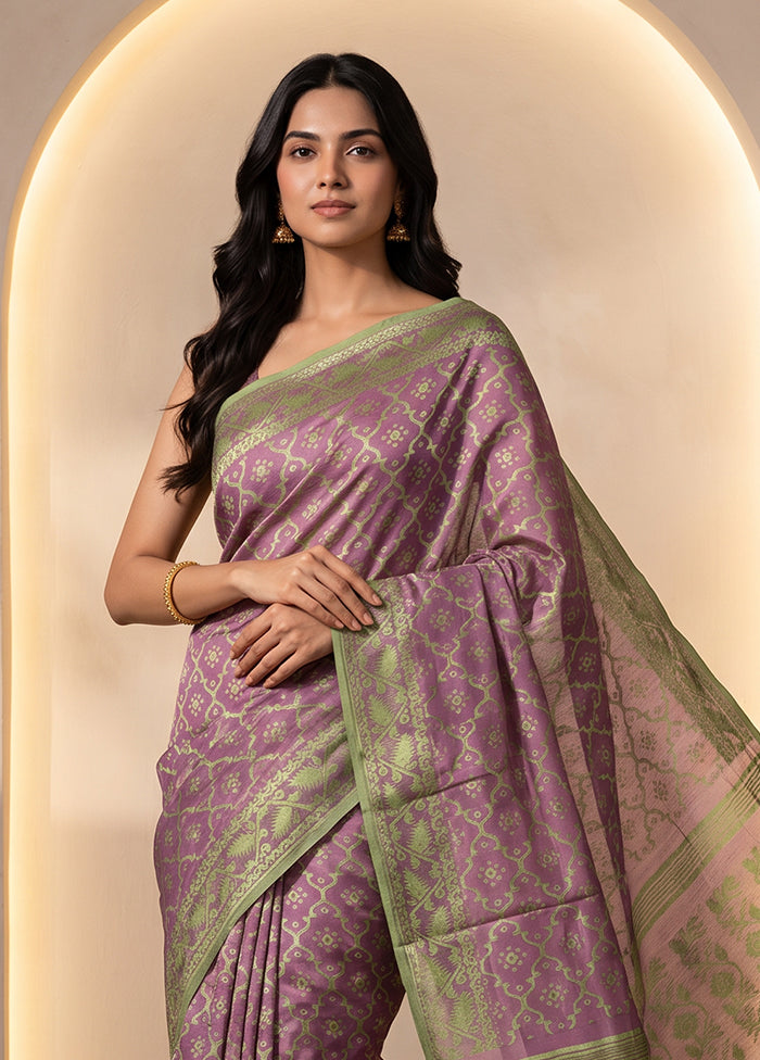 Purple Jamdani Cotton Saree Without Blouse Piece