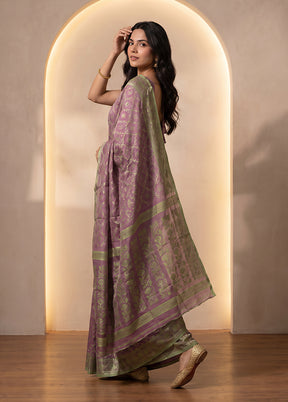 Purple Jamdani Cotton Saree Without Blouse Piece