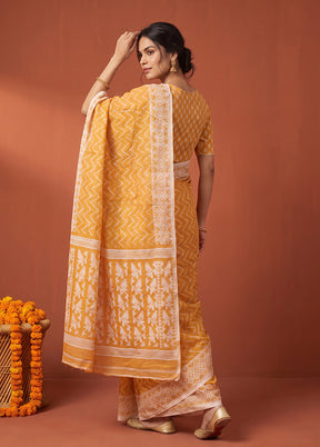 Peach Jamdani Cotton Saree Without Blouse Piece