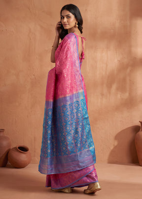 Pink Jamdani Cotton Saree Without Blouse Piece