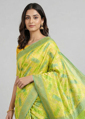 Green Organza Saree With Blouse Piece