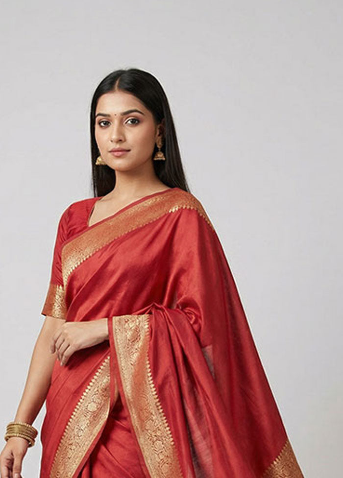 Pink Dupion Silk Saree With Blouse Piece
