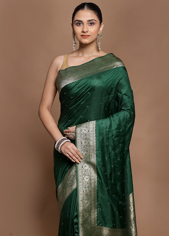Green Dupion Silk Saree With Blouse Piece