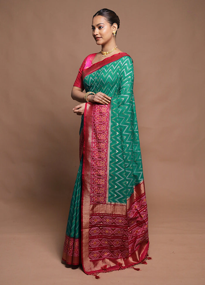 Green Dupion Silk Saree With Blouse Piece