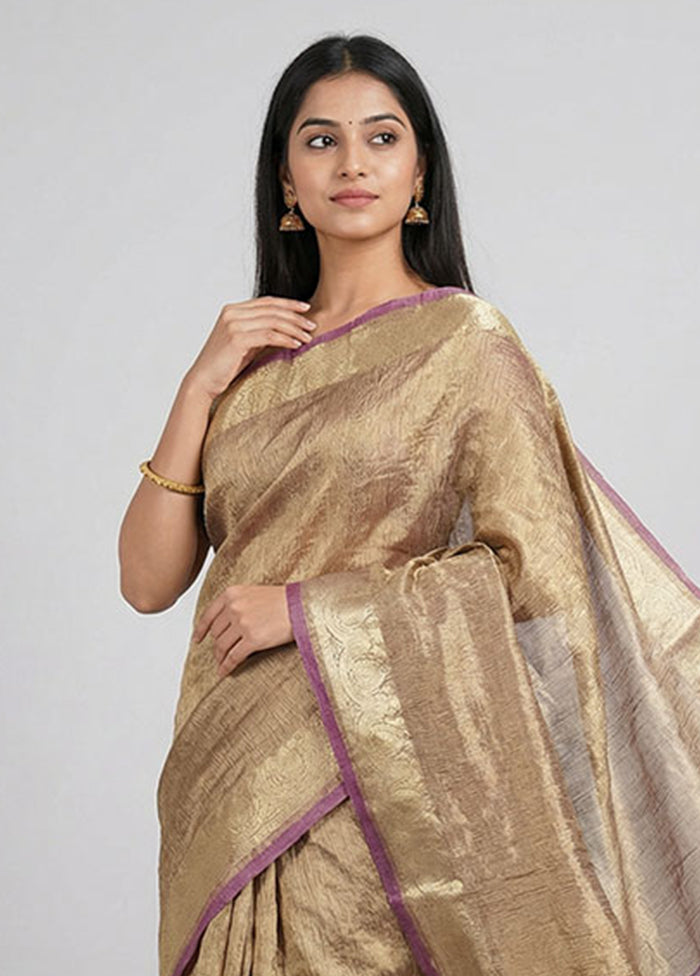 Purple Tissue Silk Saree With Blouse Piece