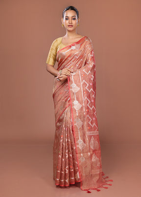 Red Tissue Silk Saree With Blouse Piece