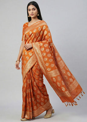 Yellow Dupion Silk Saree With Blouse Piece