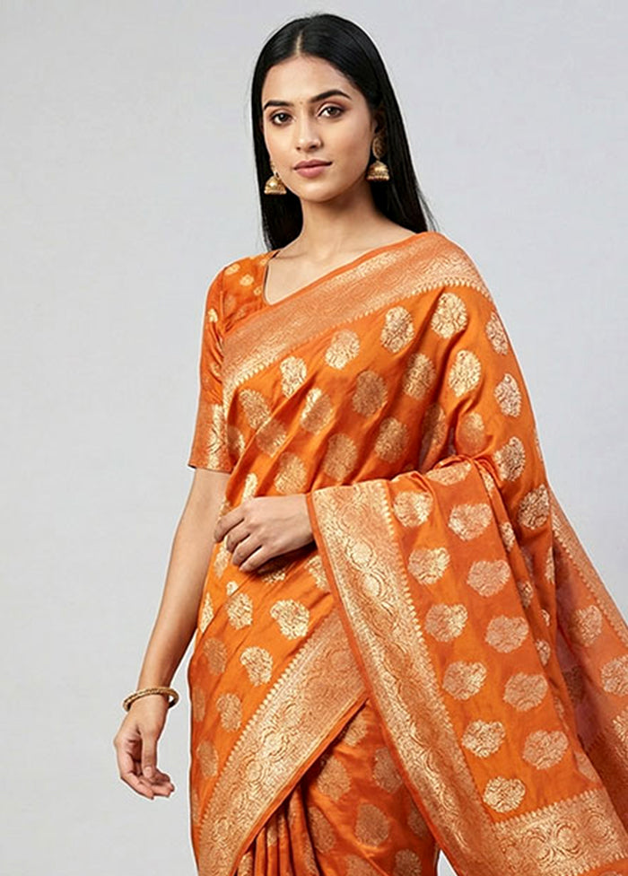 Yellow Dupion Silk Saree With Blouse Piece
