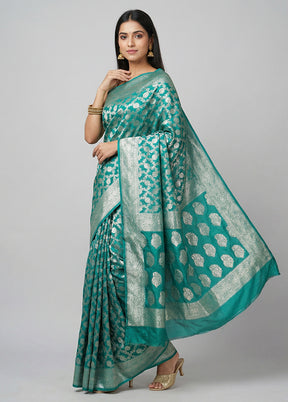 Green Dupion Silk Saree With Blouse Piece