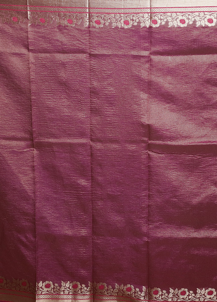 Brown Crushed Tissue Silk Saree With Blouse Piece