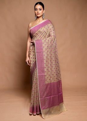 Cream Cotton Saree With Blouse Piece