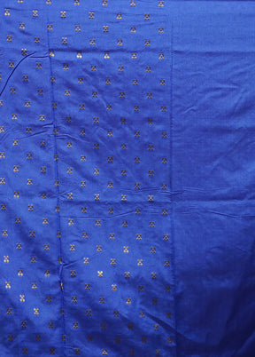 Blue Dupion Silk Saree With Blouse Piece