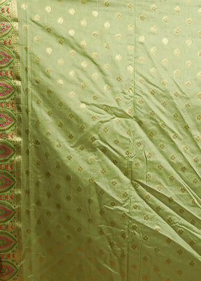 Green Dupion Silk Saree With Blouse Piece