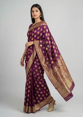 Maroon Dupion Silk Saree With Blouse Piece