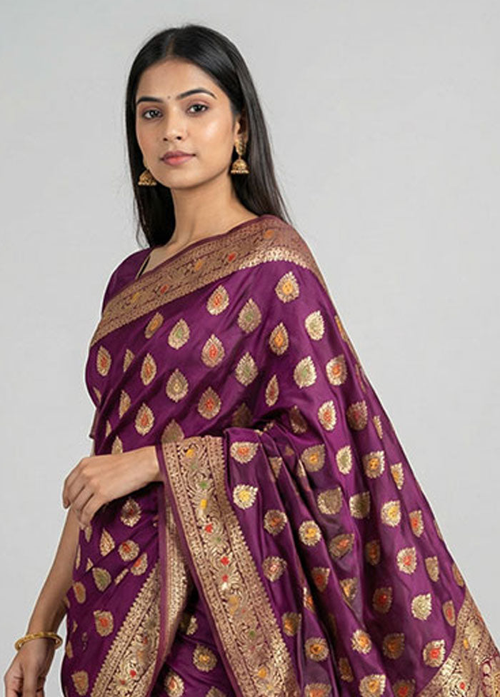 Maroon Dupion Silk Saree With Blouse Piece