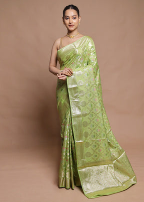 Green Kora Silk Saree With Blouse Piece