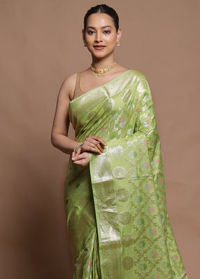 Green Kora Silk Saree With Blouse Piece