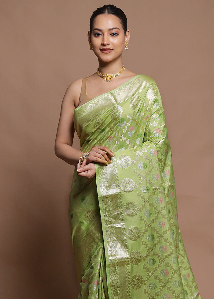 Green Kora Silk Saree With Blouse Piece