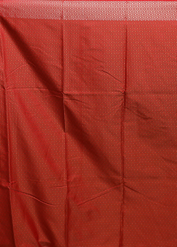 Red Jamewar Silk Saree With Blouse Piece