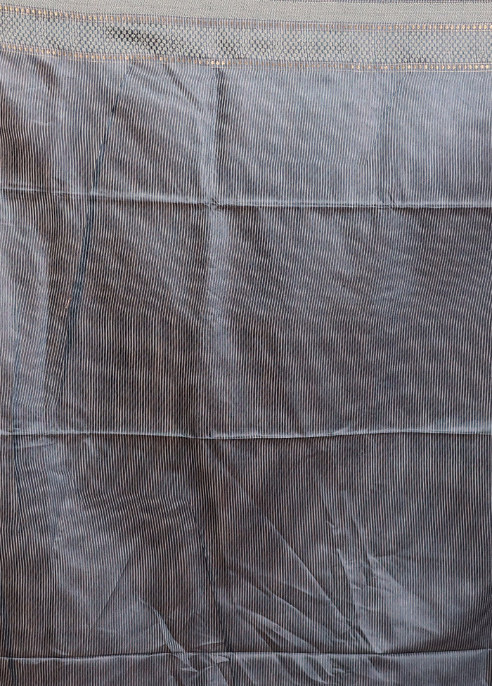 Blue Tussar Silk Saree With Blouse Piece