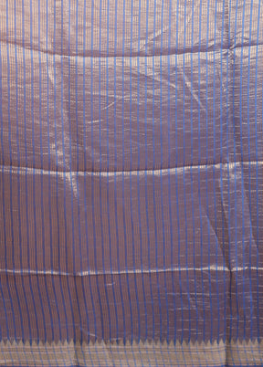 Blue Handloom Tussar Pure Silk Saree With Blouse Piece