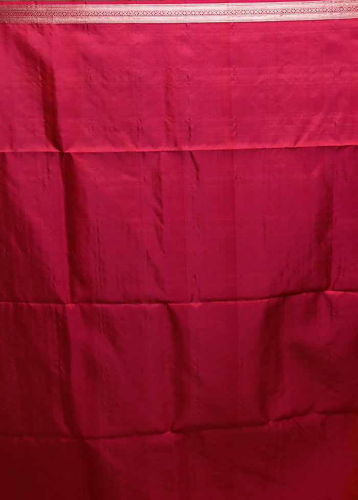 Red Handloom Kanchipuram Pure Silk Saree With Blouse Piece