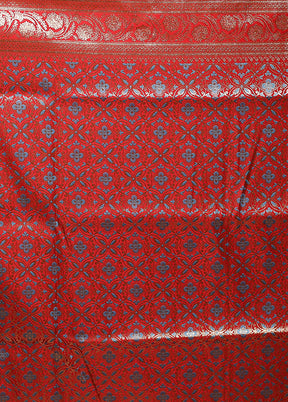 Red Handloom Banarasi Pure Silk Saree With Blouse Piece