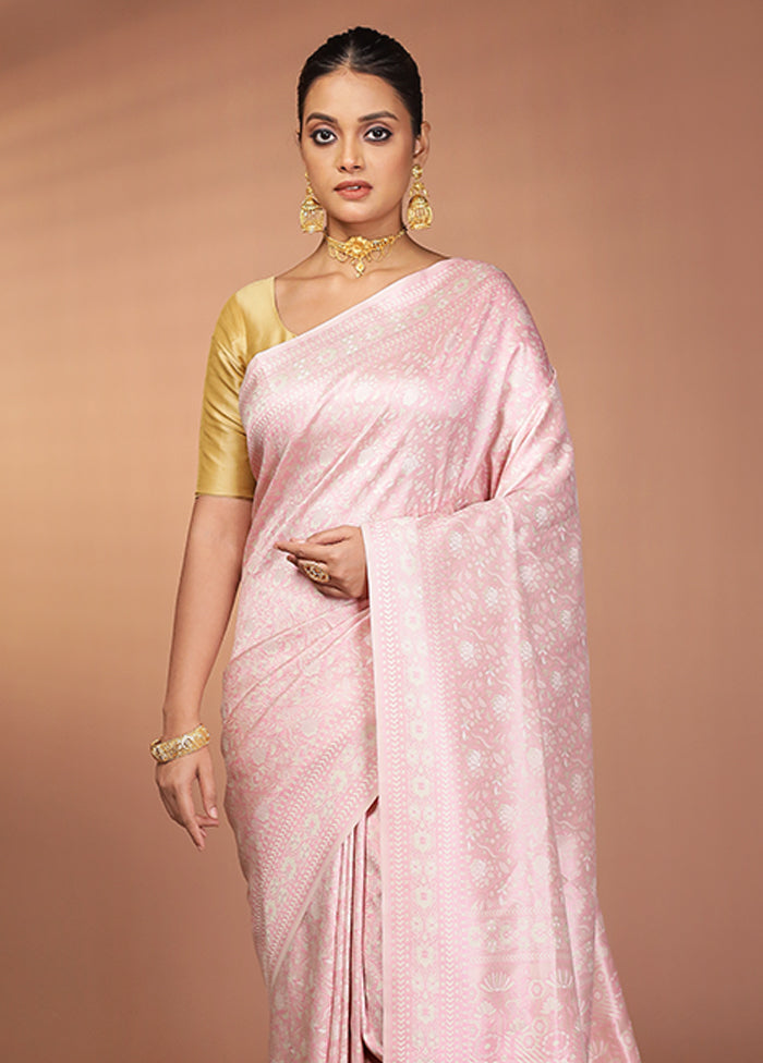 Cream Jamewar Silk Saree With Blouse Piece
