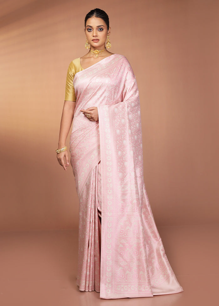 Cream Jamewar Silk Saree With Blouse Piece