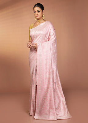 Cream Jamewar Silk Saree With Blouse Piece