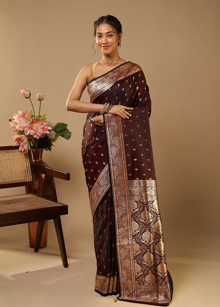 Maroon Banarasi Silk Saree With Blouse Piece