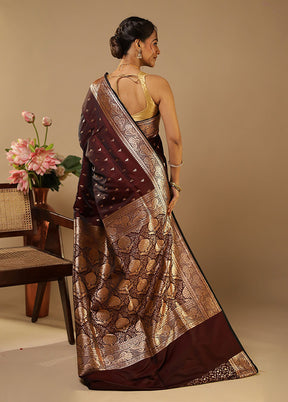 Maroon Banarasi Silk Saree With Blouse Piece