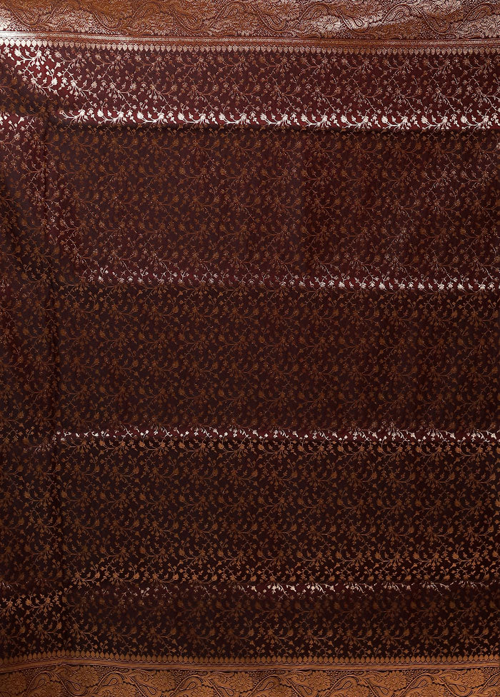 Maroon Banarasi Silk Saree With Blouse Piece