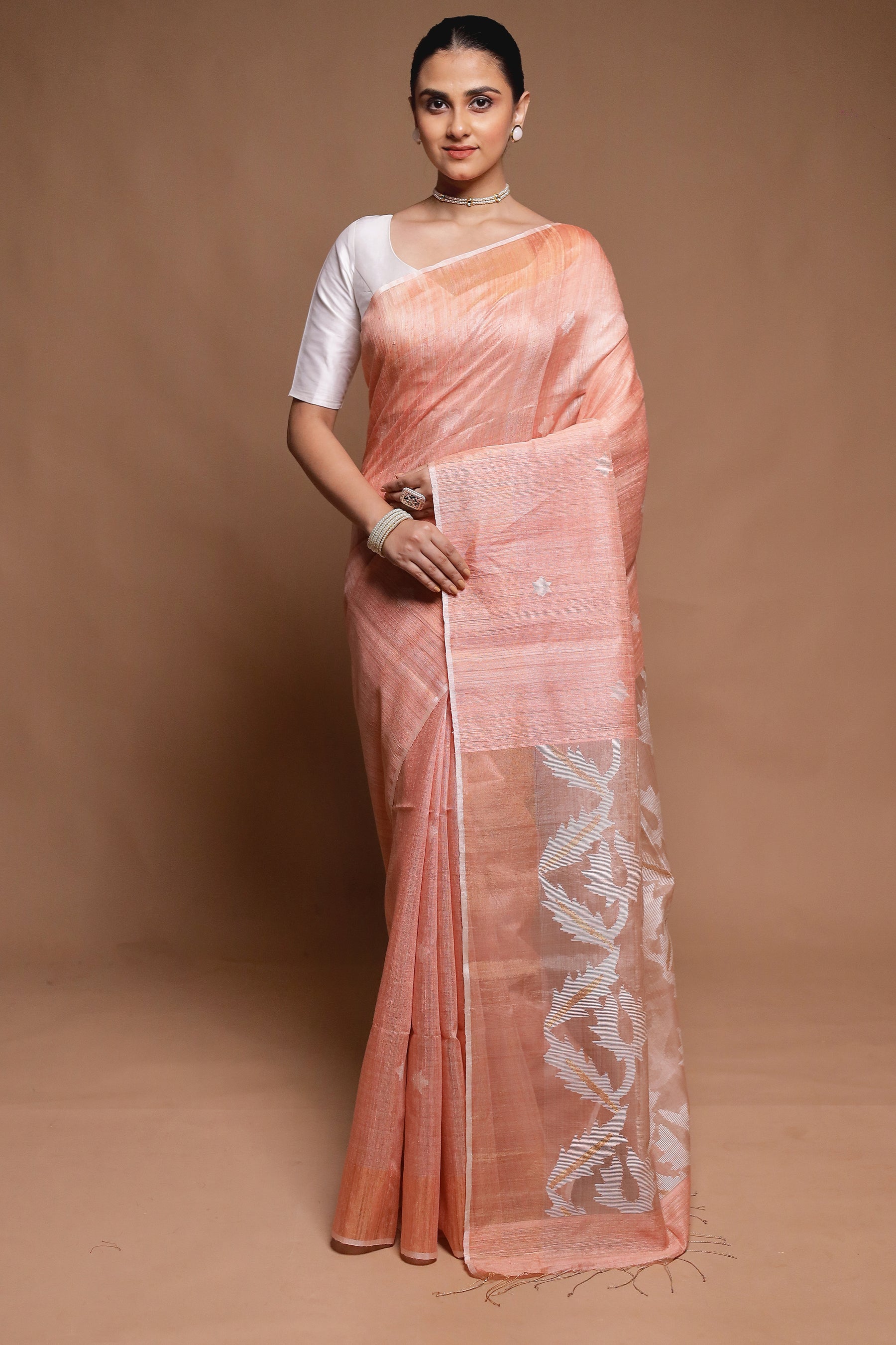 Pink Handloom Matka Pure Silk Saree With Blouse Piece