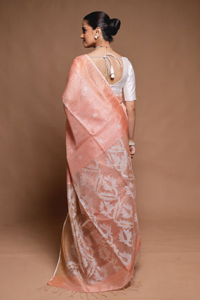 Pink Handloom Matka Pure Silk Saree With Blouse Piece