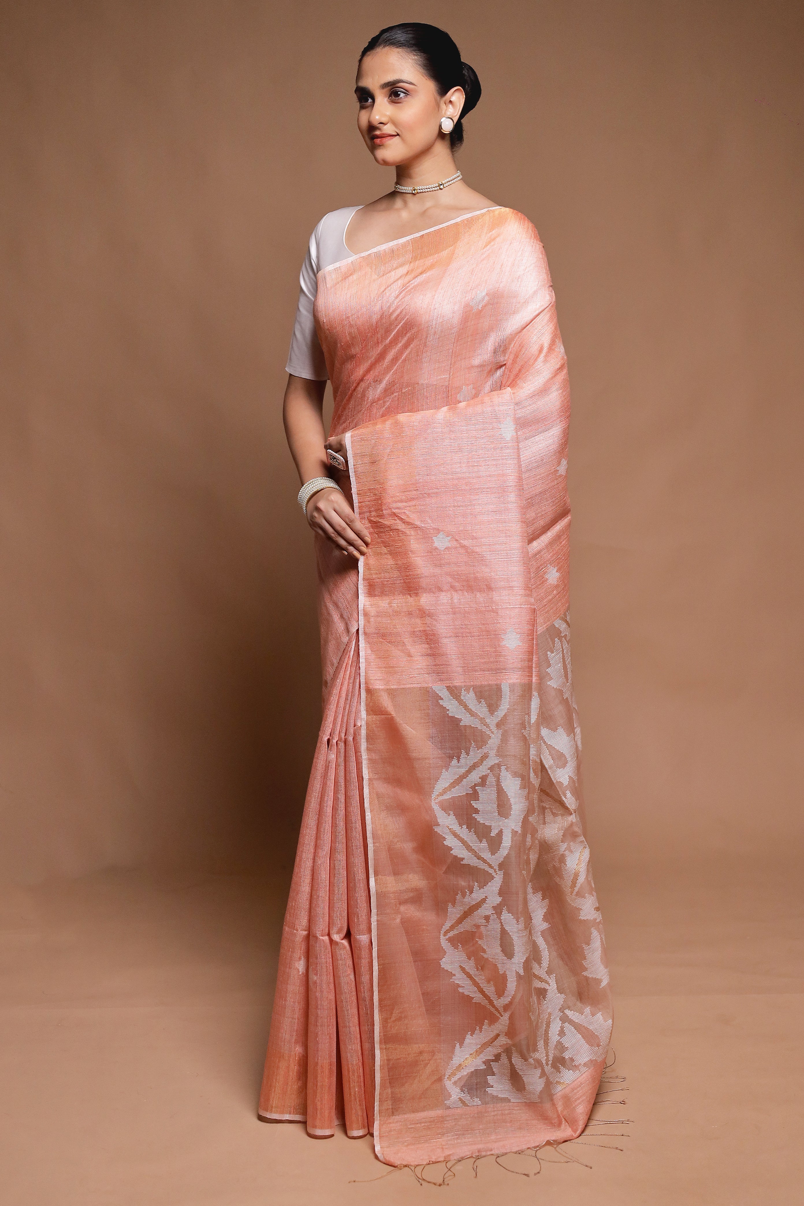 Pink Handloom Matka Pure Silk Saree With Blouse Piece