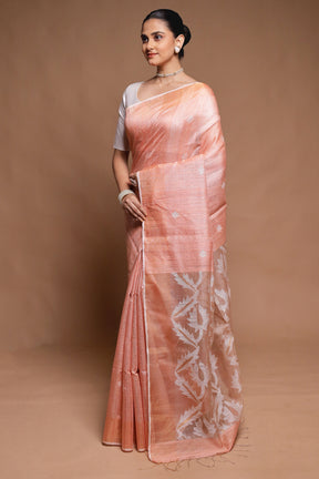 Pink Handloom Matka Pure Silk Saree With Blouse Piece