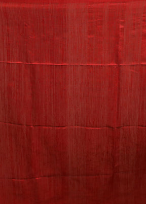 Red Handloom Matka Pure Silk Saree With Blouse Piece