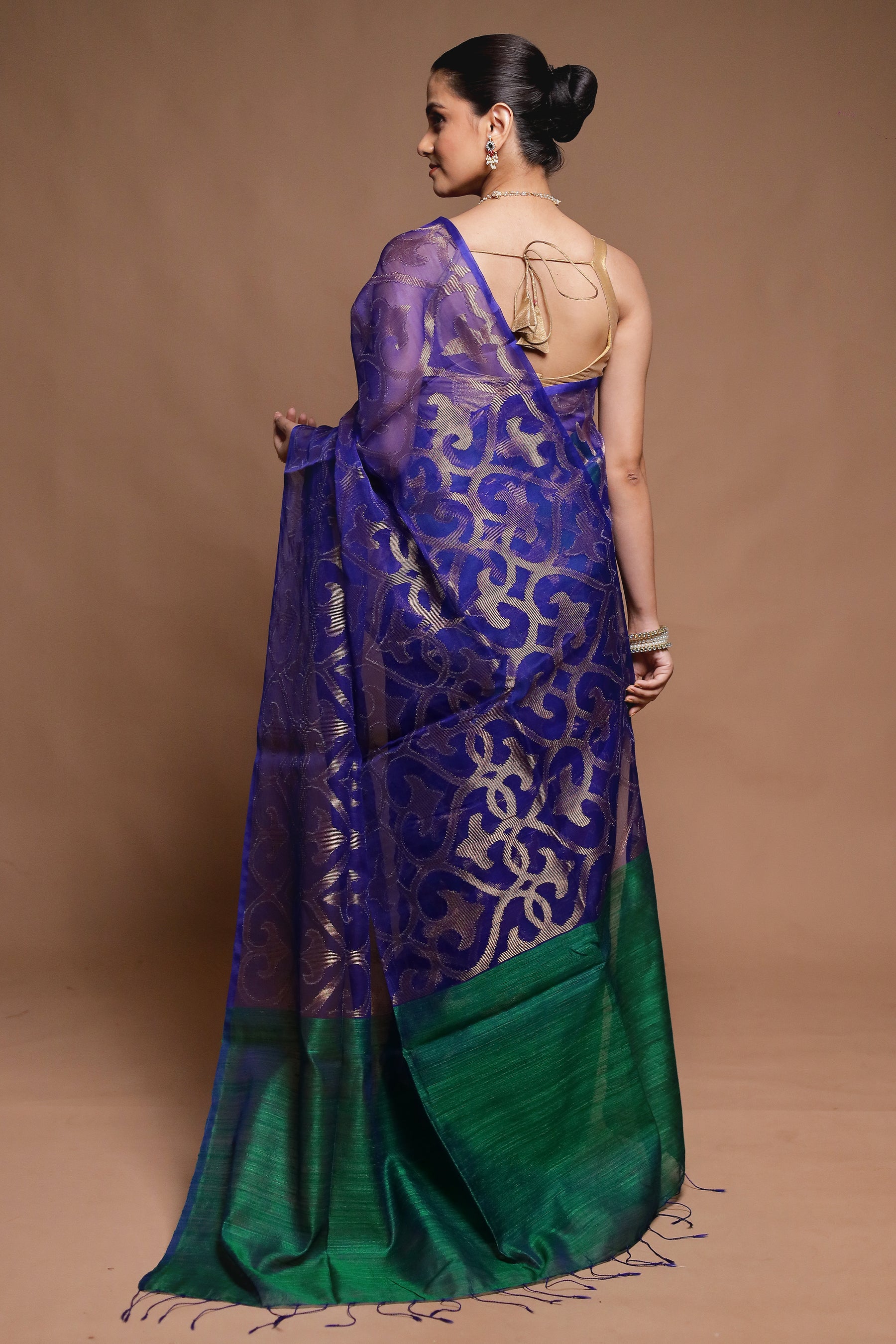 Blue Handloom Matka Pure Silk Saree With Blouse Piece
