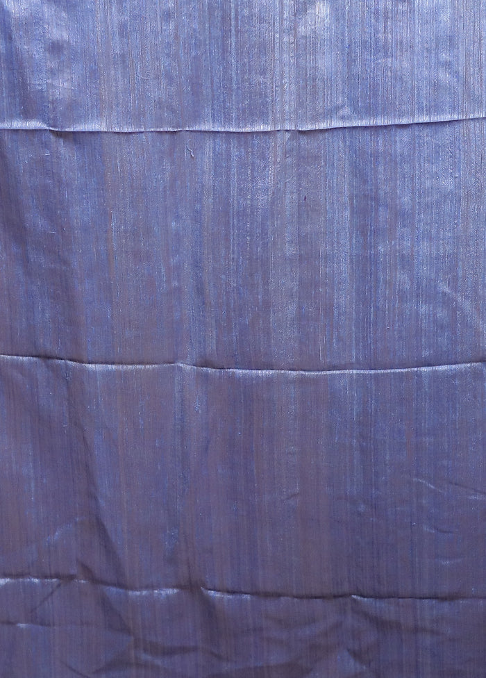Blue Handloom Matka Pure Silk Saree With Blouse Piece
