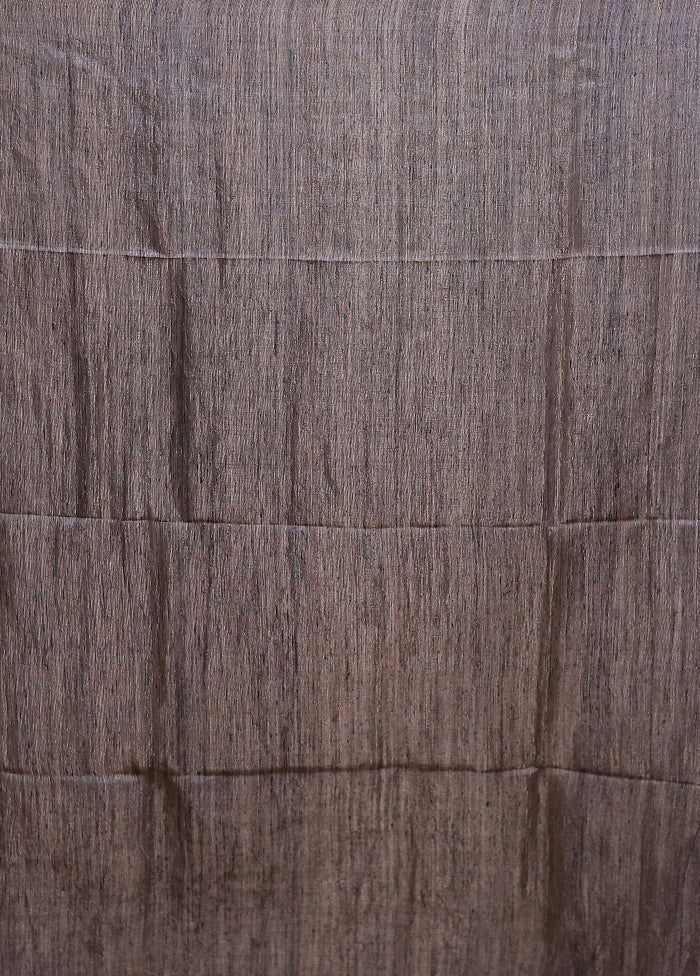 Grey Handloom Matka Pure Silk Saree With Blouse Piece