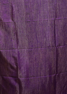 Purple Handloom Matka Pure Silk Saree With Blouse Piece