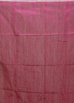 Pink Handloom Matka Pure Silk Saree With Blouse Piece