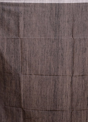 Grey Handloom Matka Pure Silk Saree With Blouse Piece