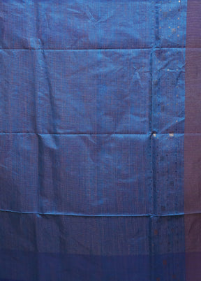 Blue Handloom Matka Pure Silk Saree With Blouse Piece