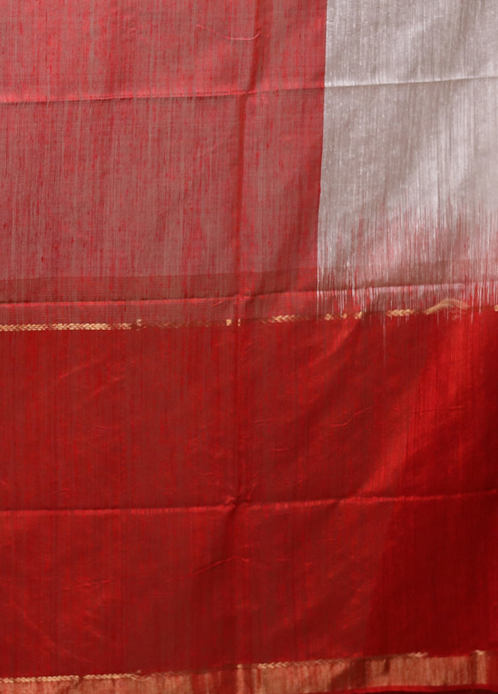 Red Handloom Matka Pure Silk Saree With Blouse Piece