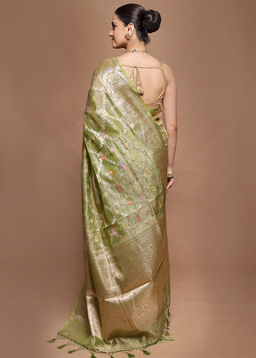 Green Tissue Silk Saree With Blouse Piece