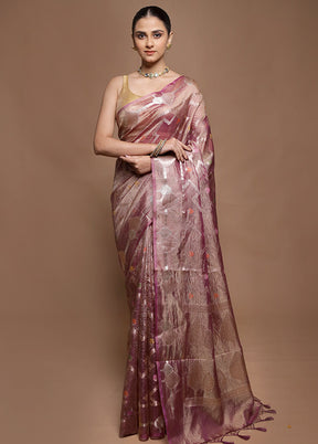 Purple Tissue Silk Saree With Blouse Piece