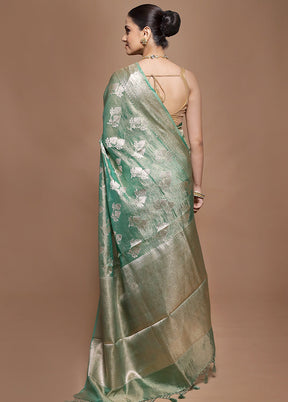 Green Tissue Silk Saree With Blouse Piece